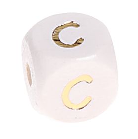 Buchstabenperlen weiss-gold 10mm x 10mm 'C' 333 auf Lager