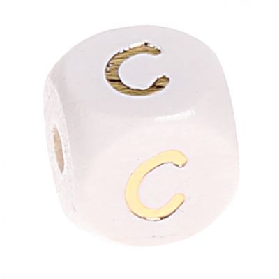 Buchstabenperlen weiss-gold 10mm x 10mm 'C' 135 auf Lager