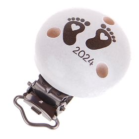 Pacifier clip baby feet 2024 'white-grey' 3 in stock 