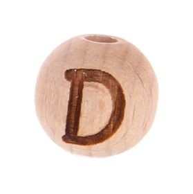 Letter beads 12mm with laser engraving - drilled vertically 'D' 405 in stock 