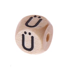 Letter beads letter cube wood embossed 10mm 'Ü' 218 in stock 