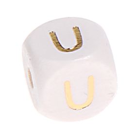 Letter beads white-gold 10mm x 10mm 'U' 189 in stock 