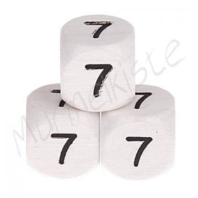 Buchstabenperlen weiß 10x10mm geprägt '7' 154 auf Lager