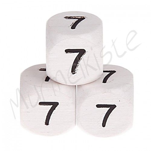 Buchstabenperlen weiß 10x10mm geprägt '7' 420 auf Lager