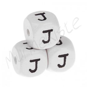 Letter beads white 10x10mm embossed 'J' 603 in stock 
