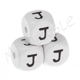 Buchstabenperlen weiß 10x10mm geprägt 'J' 285 auf Lager
