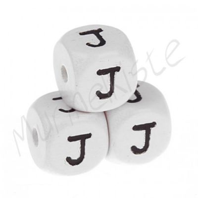 Buchstabenperlen weiß 10x10mm geprägt 'J' 596 auf Lager