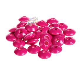 Linsen-Perlen Holzlinsen 10mm • 50 Stück 'dunkelpink' 144 auf Lager