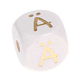 Buchstabenperlen weiss-gold 10mm x 10mm 'Ä' 16 auf Lager