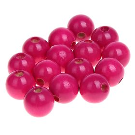 Wooden beads 12mm - 25 pieces 'dark pink' 37 in stock 