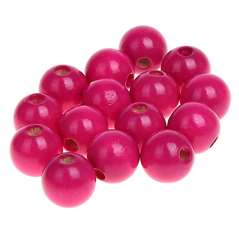 Holzperlen 12mm • 30 Stück 'dunkelpink' 185 auf Lager