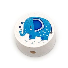 Elephant motif bead (white disk) 'blue' 97 in stock 