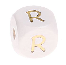 Buchstabenperlen weiss-gold 10mm x 10mm 'R' 220 auf Lager