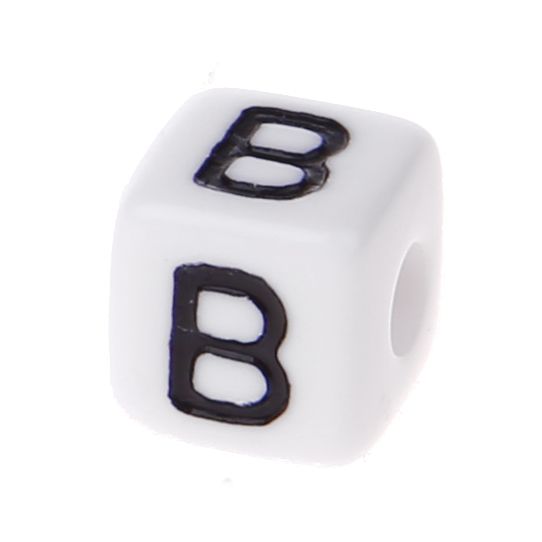 Buchstabenwürfel Kunststoff 10x10mm weiß/schwarz • 10 Stk 'B' 159 auf Lager