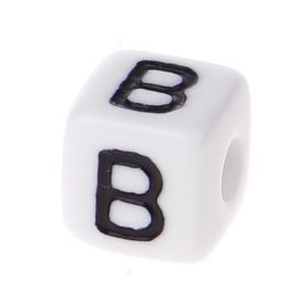 Plastic letter cube 10x10mm white/black - 10 pcs 'B' 258 in stock 