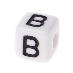Buchstabenwürfel Kunststoff 10x10mm weiß/schwarz • 10 Stk 'B' 197 auf Lager