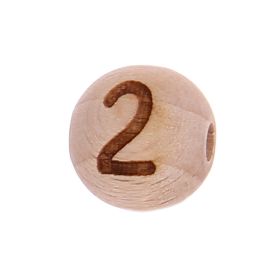 Letter beads 12mm with laser engraving - drilled horizontally '2' 214 in stock 
