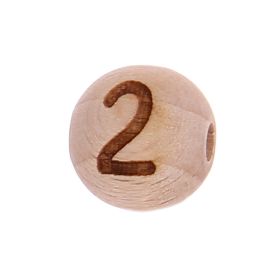 Letter beads 12mm with laser engraving - drilled horizontally '2' 158 in stock 