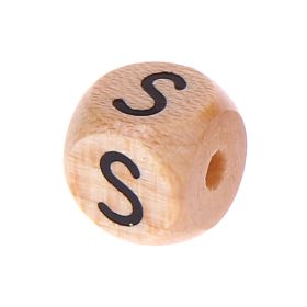 Letter beads letter cube wood embossed 10mm 'S' 999 in stock 