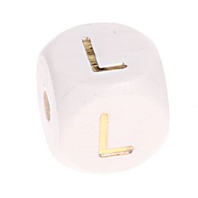 Buchstabenperlen weiss-gold 10mm x 10mm 'L' 199 auf Lager