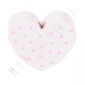 Dotted heart motif bead 'white-pink' 205 in stock 