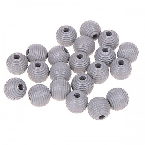 Rillenperlen 10mm • 30 Stück 'hellgrau' 0 auf Lager