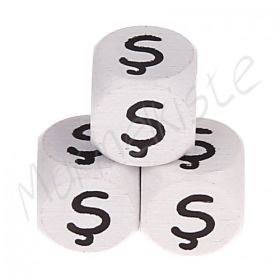 Letter beads white 10x10mm embossed 'Ş' 688 in stock 