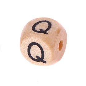 Buchstabenperlen Buchstabenwürfel Holz geprägt 10mm 'Q' 166 auf Lager
