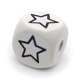 Buchstabenperlen weiß 10x10mm geprägt '☆' 699 auf Lager