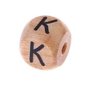 Letter beads letter cube wood embossed 10mm 'K' 499 in stock 
