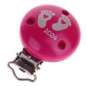 Pacifier clip baby feet 2024 'dark pink' 24 in stock 