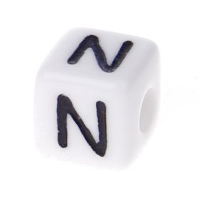 Plastic letter cube 10x10mm white/black - 10 pcs 'N' 47 in stock 