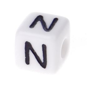 Buchstabenwürfel Kunststoff 10x10mm weiß/schwarz • 10 Stk 'N' 268 auf Lager