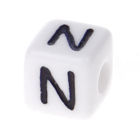 Plastic letter cube 10x10mm white/black - 10 pcs 'N' 22 in stock 