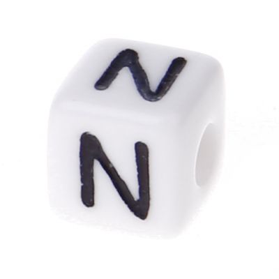 Buchstabenwürfel Kunststoff 10x10mm weiß/schwarz • 10 Stk 'N' 360 auf Lager