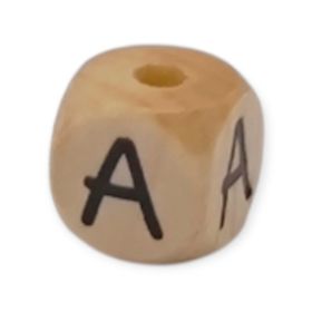 Vertikale Buchstabenwürfel Holz geprägt 10mm Buchstabenperlen 'A' 390 auf Lager