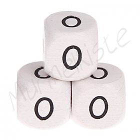 Letter beads white 10x10mm embossed '0' 689 in stock 