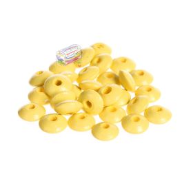 Linsen-Perlen Holzlinsen 10mm • 50 Stück 'pastellgelb' 138 auf Lager