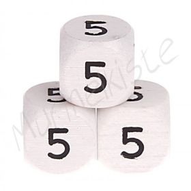 Buchstabenperlen weiß 10x10mm geprägt '5' 89 auf Lager