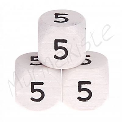 Buchstabenperlen weiß 10x10mm geprägt '5' 395 auf Lager