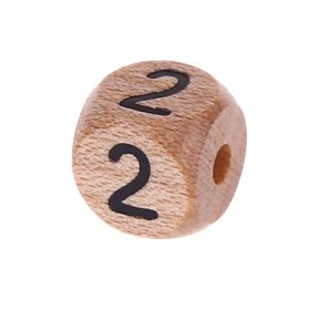 Letter beads letter cube wood embossed 10mm '2' 871 in stock 