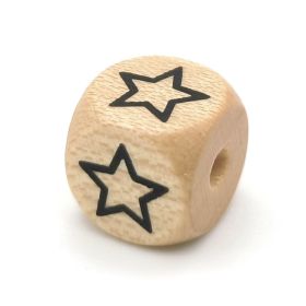 Buchstabenperlen Buchstabenwürfel Holz geprägt 10mm '☆' 84 auf Lager