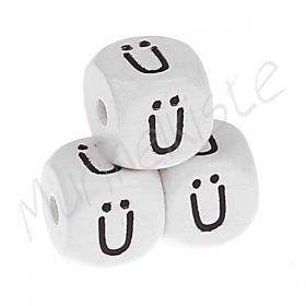 Buchstabenperlen weiß 10x10mm geprägt 'Ü' 205 auf Lager