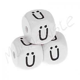 Letter beads white 10x10mm embossed 'Ü' 242 in stock 