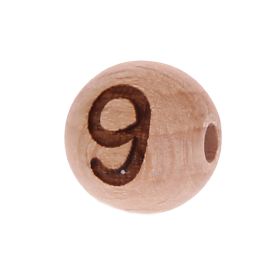 Letter beads 12mm with laser engraving - drilled horizontally '9' 205 in stock 
